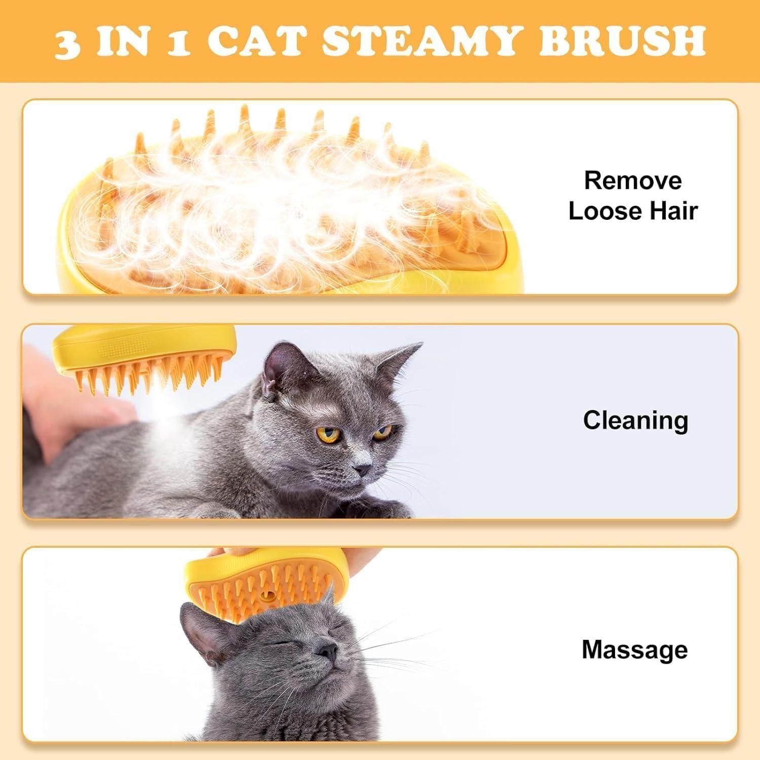Steamy 3 in 1 Pet Hair Brush